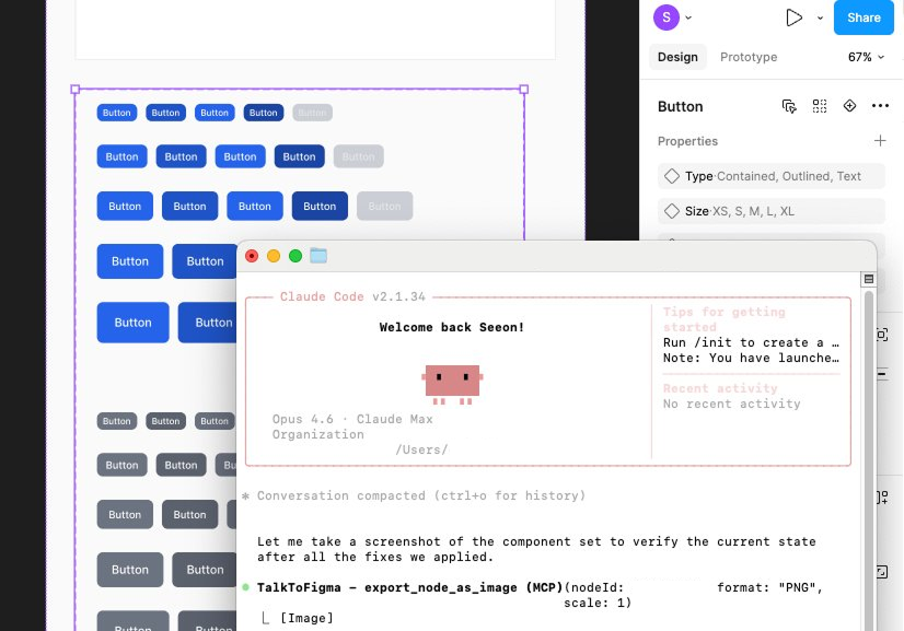 Claude Code creating button components in Figma